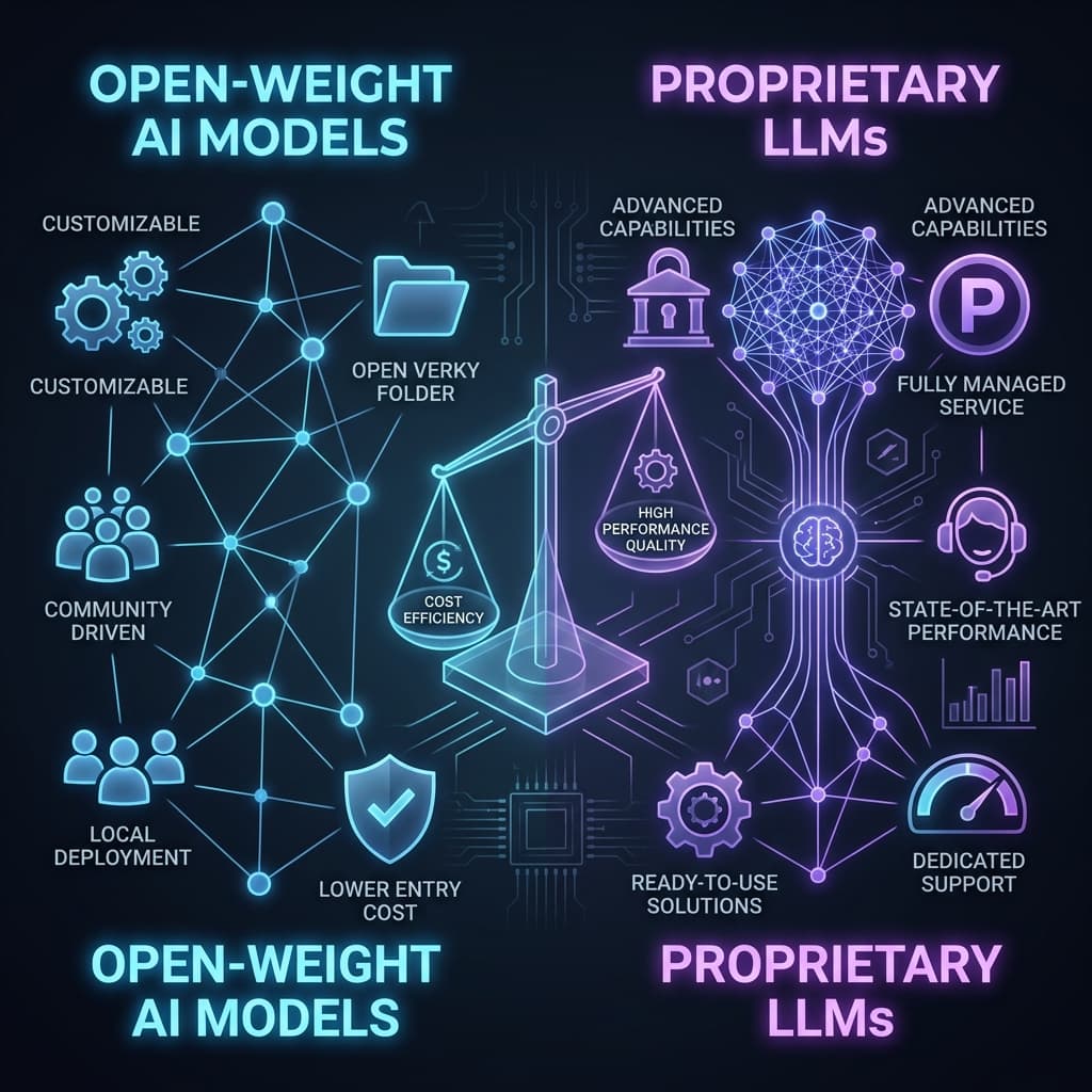 Open-Weight AI Models vs Proprietary LLMs cost and quality comparison