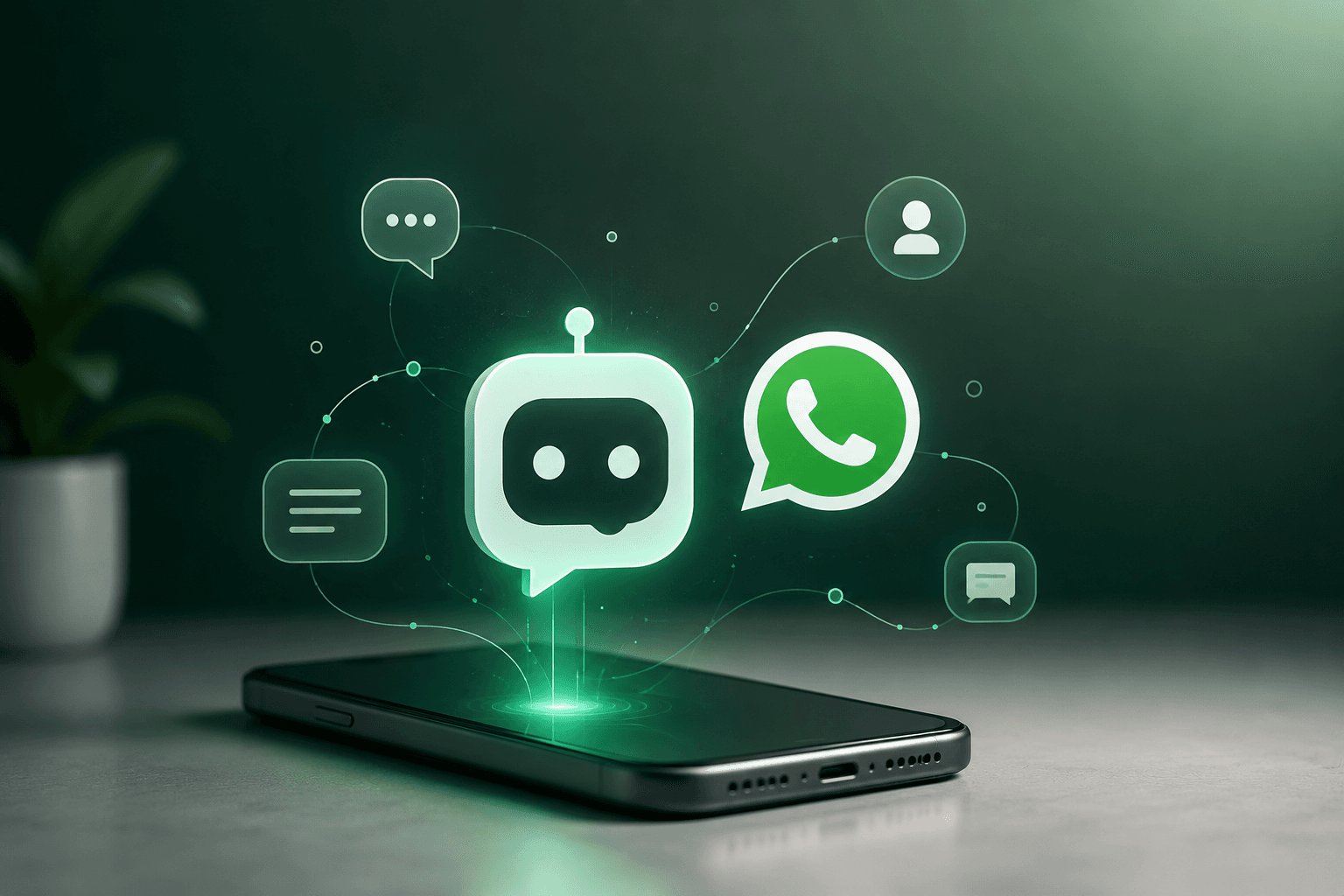 AI WhatsApp Assistant chatting with a customer on a mobile phone
